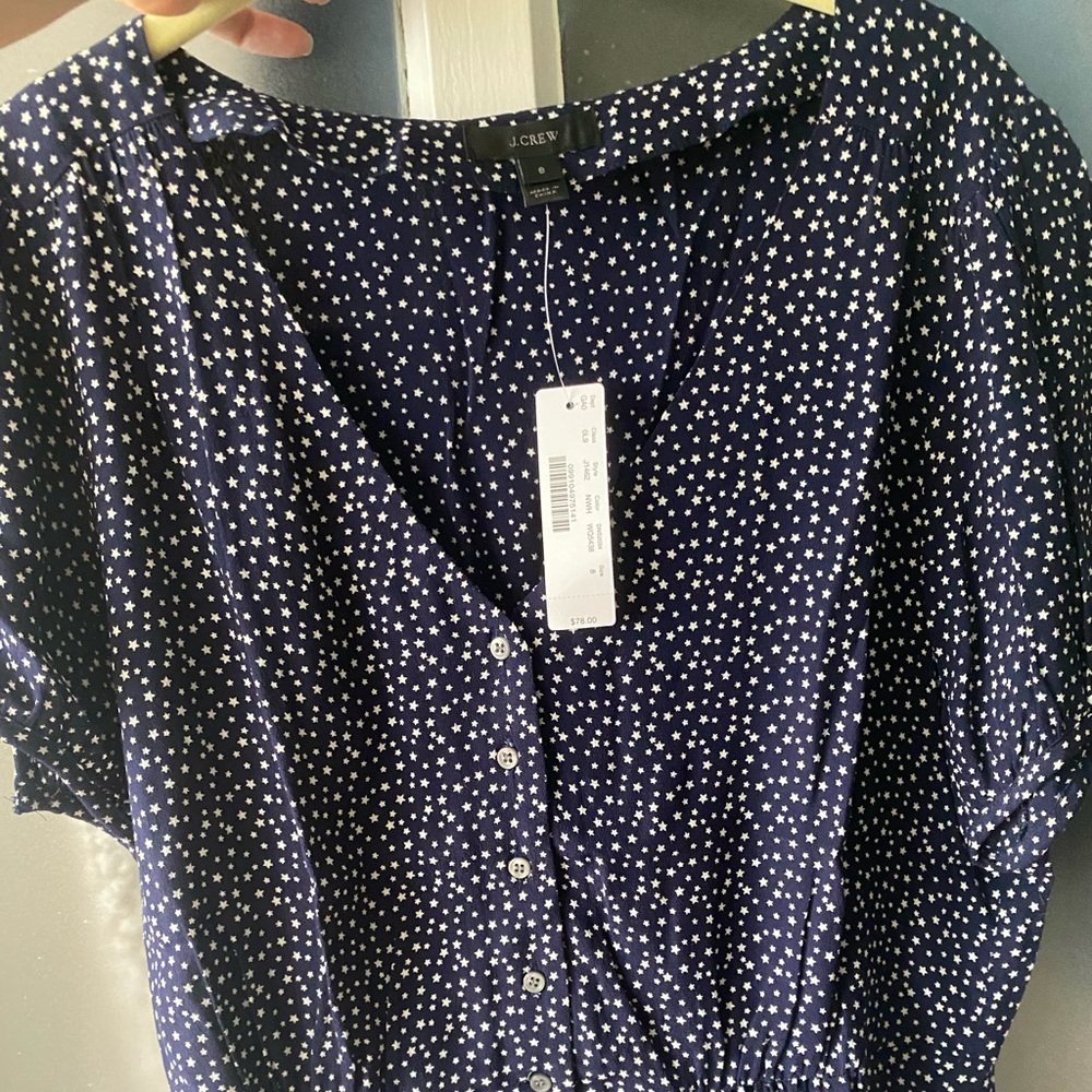 Jcrew peplum navy top, size 8 - Picture 1 of 4